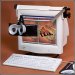 Slide viewer for viewing two slides independently with each eye.