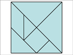 Basic Tangram: square divided into seven smaller forms.
